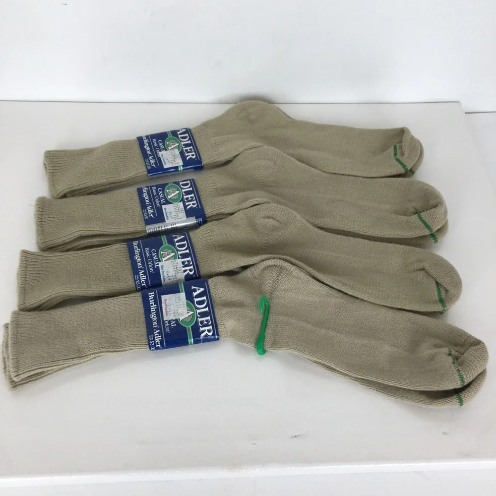 Vintage Burlington Adler Casual Orlon Beige Ribbed Socks Set of 4 NEW Deadstock